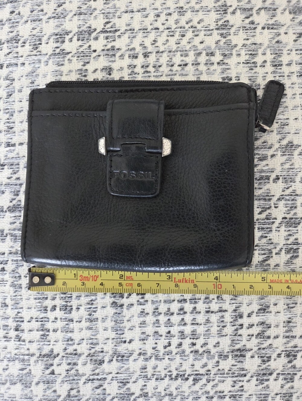 Fossil Womens Small Black Leather Wallet ID Window Coin